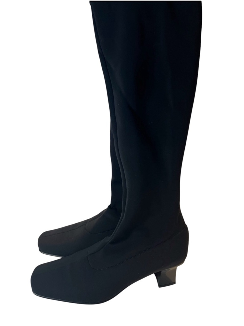 Anne Klein Knee High Stretch Boots Black Kitten Heel Size 6.5 M Minimalist
